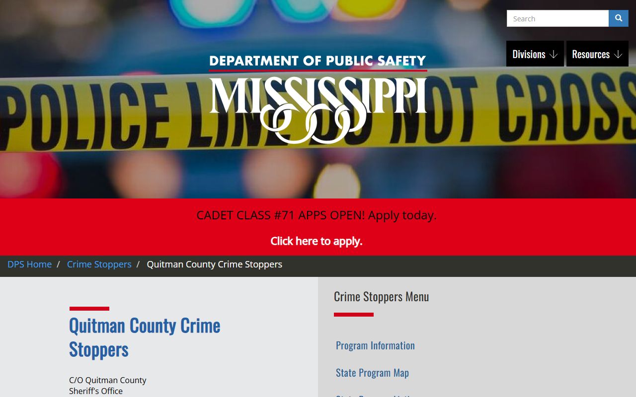 Quitman County Jail Crime Stoppers sheriff address source
